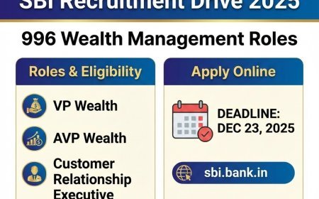 SBI Recruitment 2025: Apply for 996 Wealth Management Specialist Roles by Dec 23